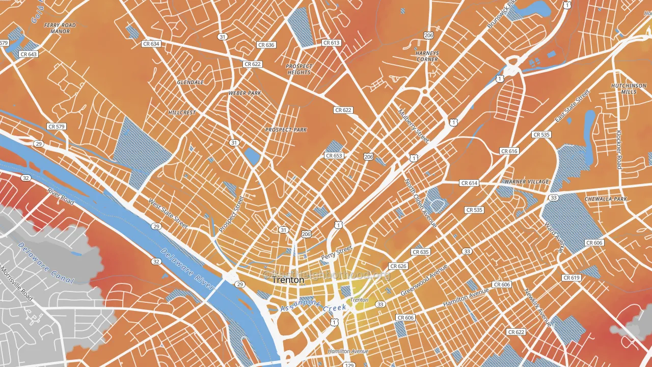Transit Grade map of North Trenton, Trenton, NJ