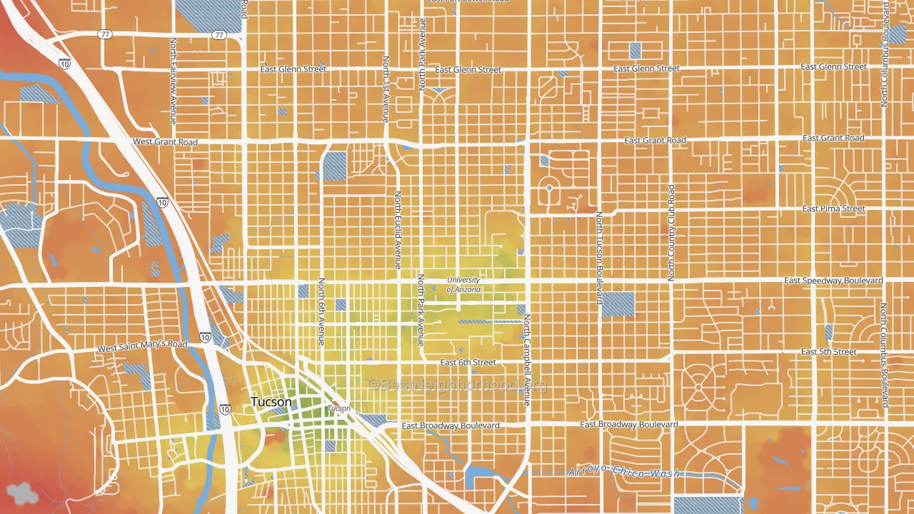 Transit Grade map of North University, Tucson, AZ
