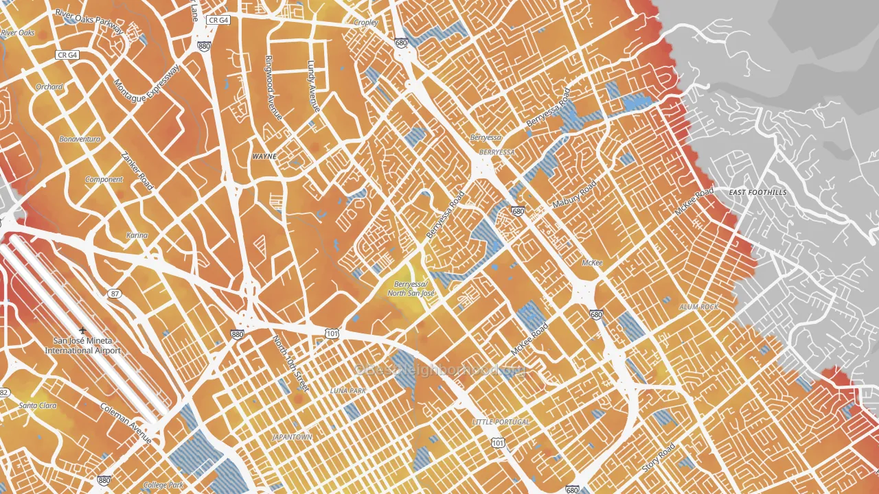 Transit Grade map of North Valley, San Jose, CA