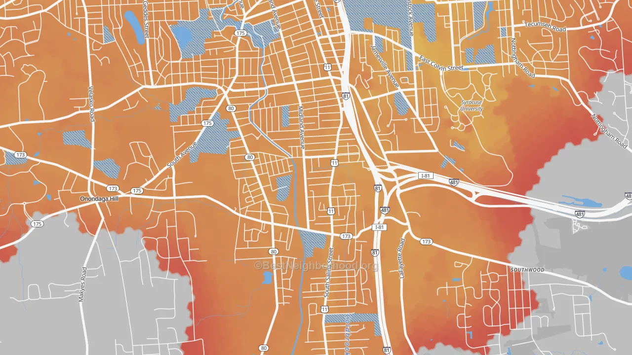 Transit Grade map of North Valley, Syracuse, NY
