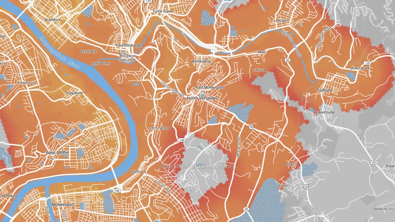 Transit Grade map of North Versailles, PA