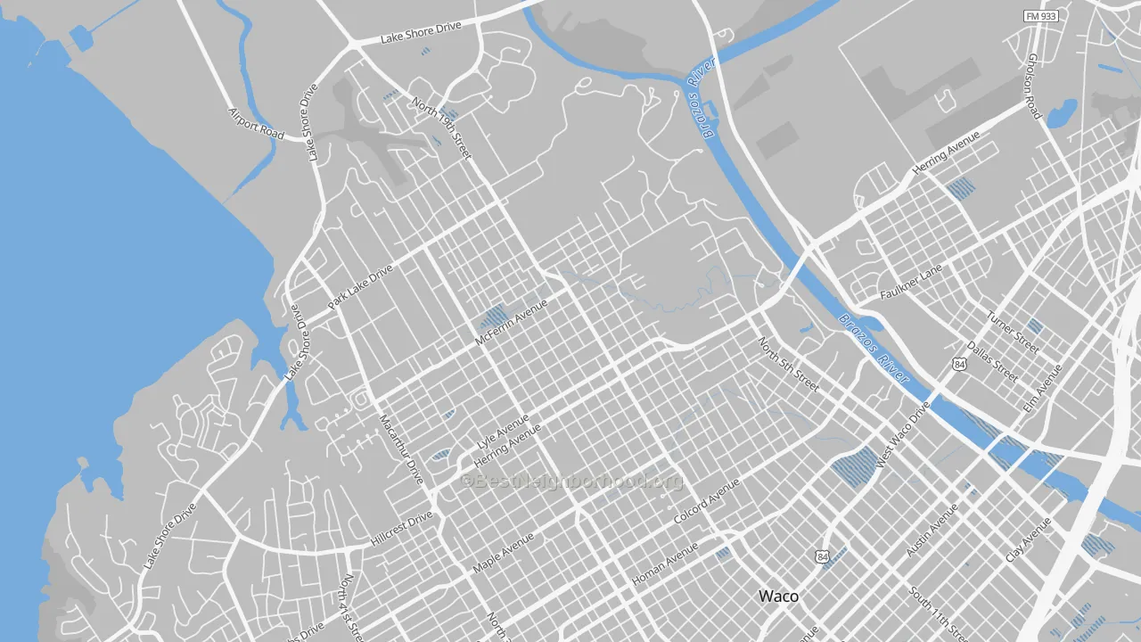 Transit Grade map of North Waco, Waco, TX