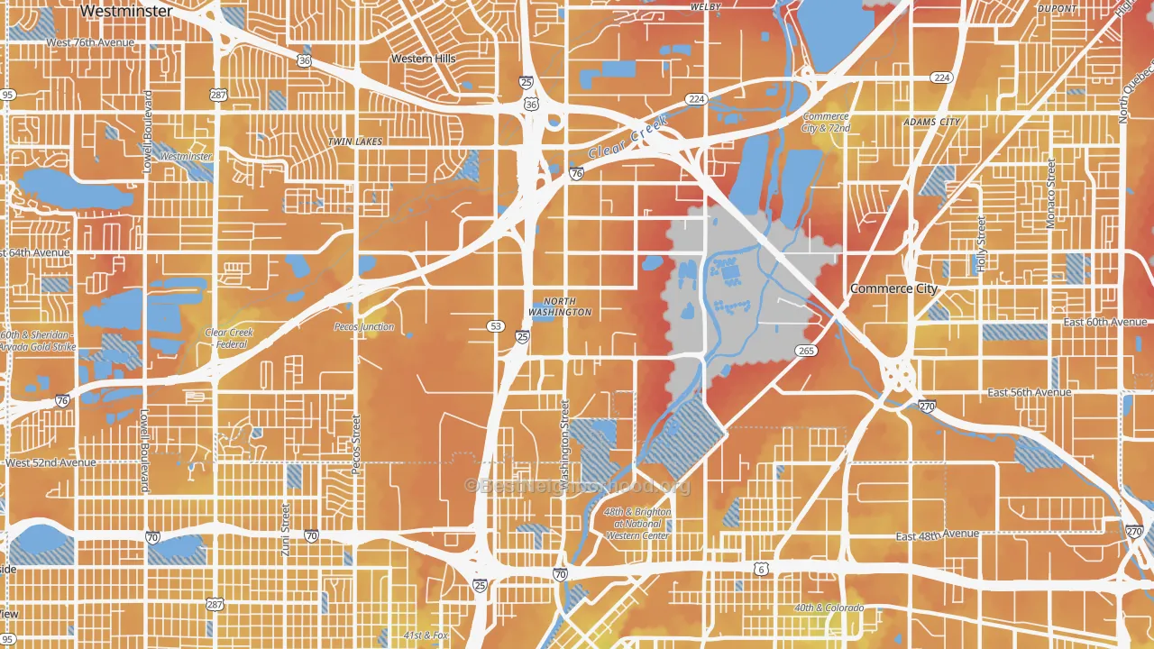 Transit Grade map of North Washington, CO