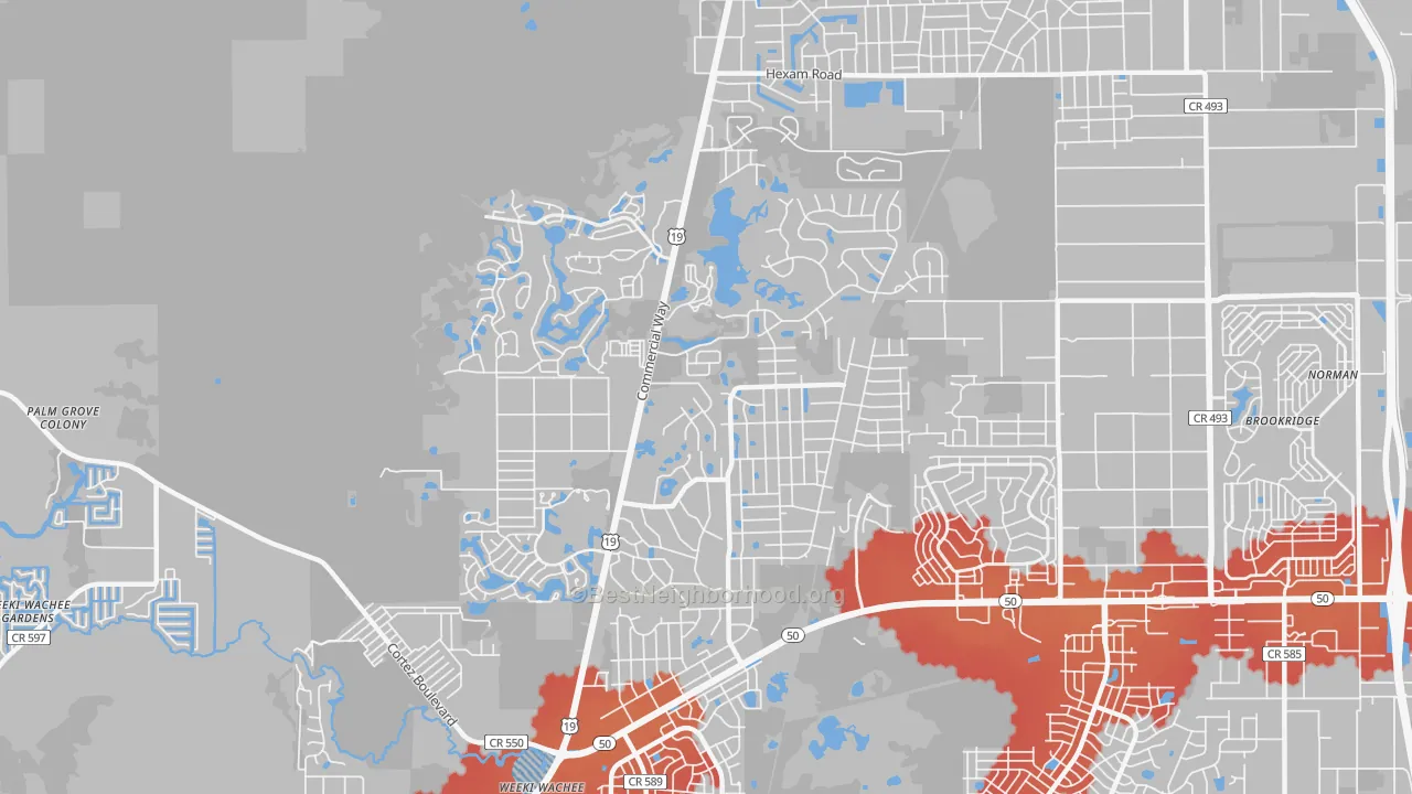 Transit Grade map of North Weeki Wachee, FL