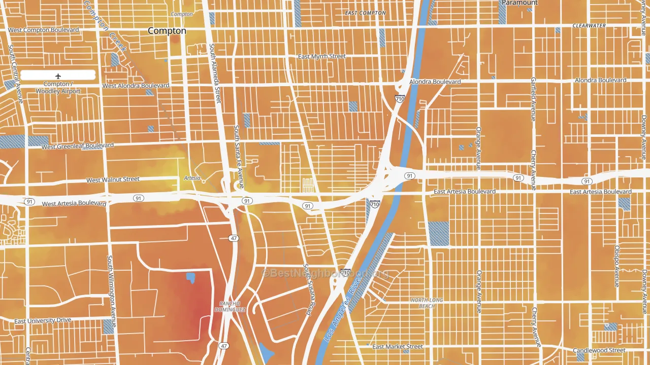 Transit Grade map of North West Long Beach, Long Beach, CA