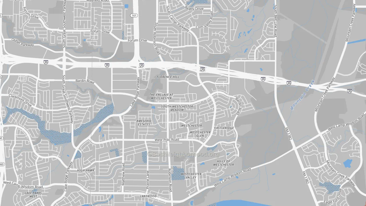 Transit Grade map of North Westchester Meadows, Grand Prairie, TX