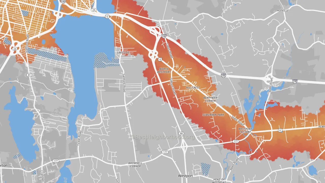 Transit Grade map of North Westport, MA