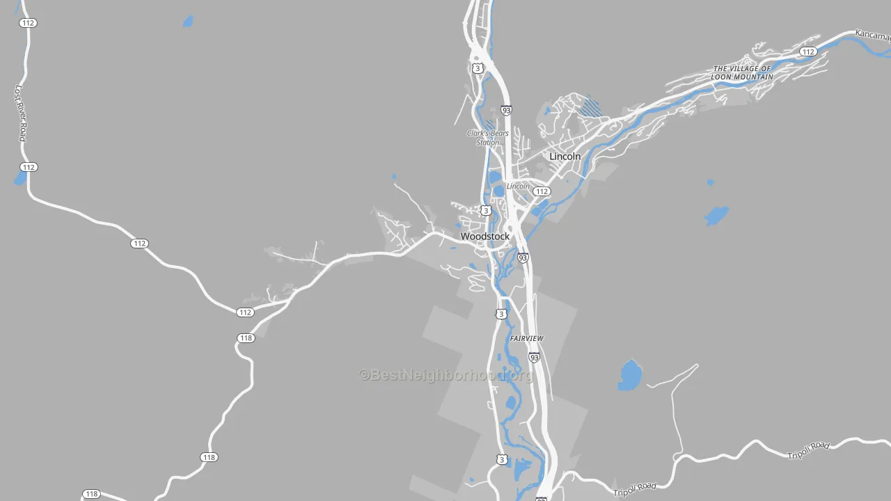 Transit Grade map of North Woodstock, NH