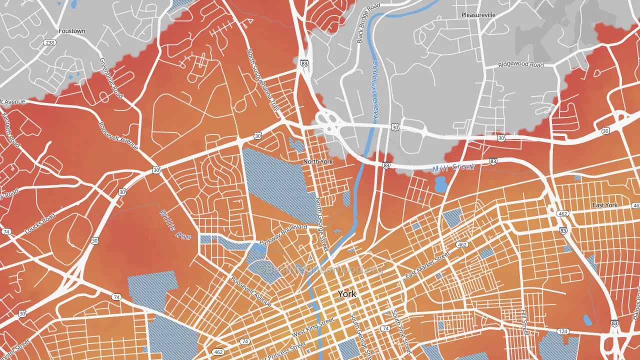 Transit Grade map of North York, PA