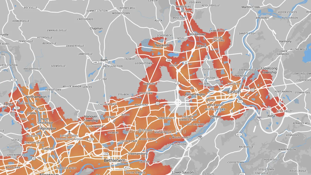 Transit Grade map of Northampton County, PA