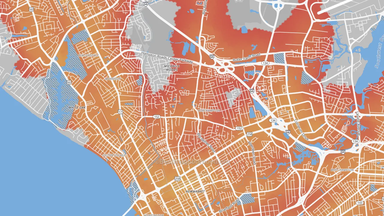Transit Grade map of Northampton, Hampton, VA