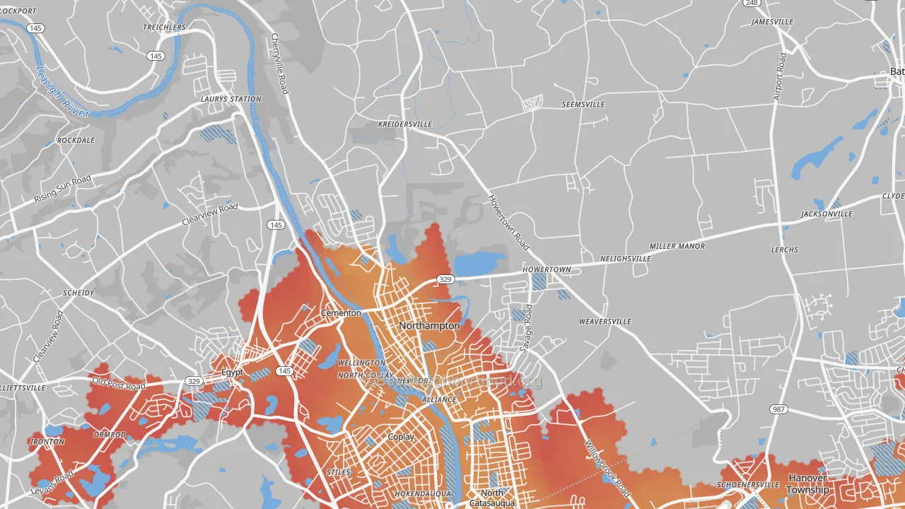 Transit Grade map of Northampton, PA