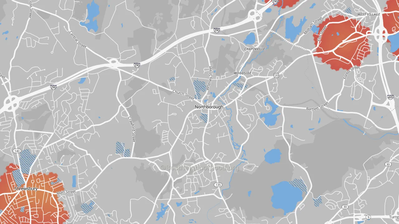 Transit Grade map of Northborough, MA