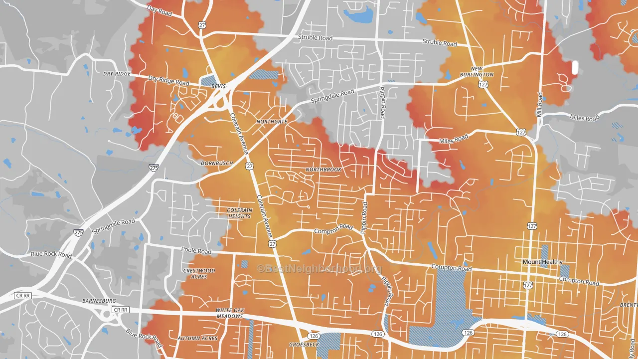 Transit Grade map of Northbrook, Cincinnati, OH