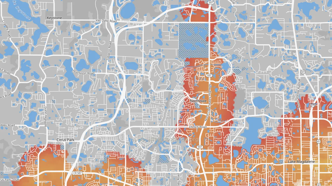 Transit Grade map of Northdale, FL