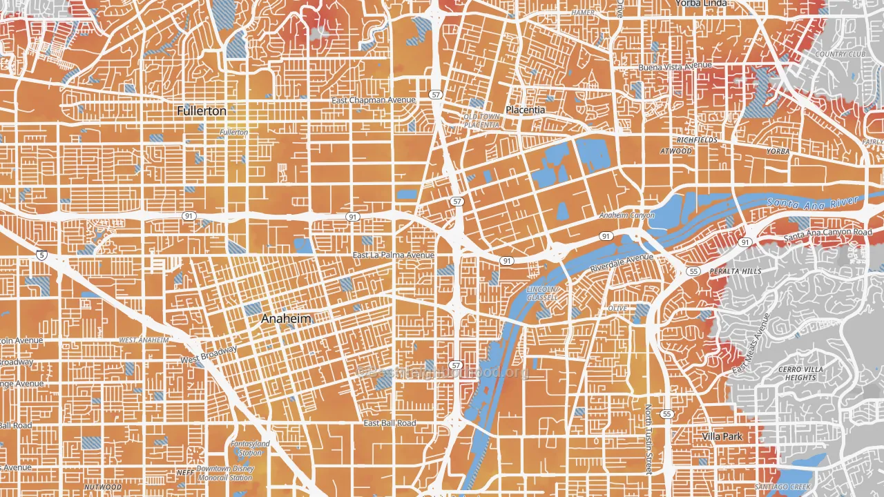 Transit Grade map of Northeast, Anaheim, CA