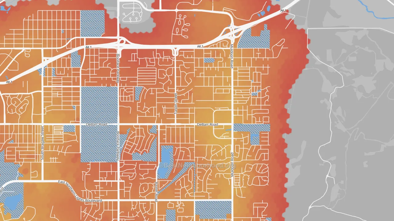 Transit Grade map of Northeast, Anchorage, AK