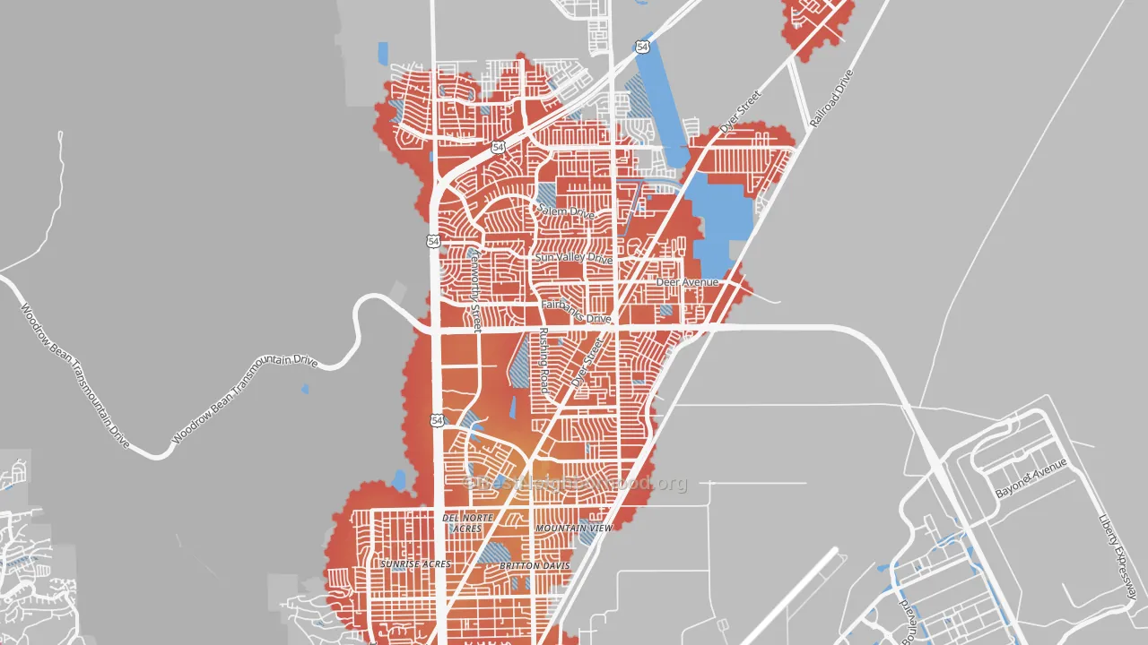 Transit Grade map of Northeast, El Paso, TX