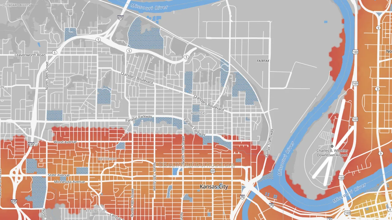 Transit Grade map of Northeast, Kansas City, KS