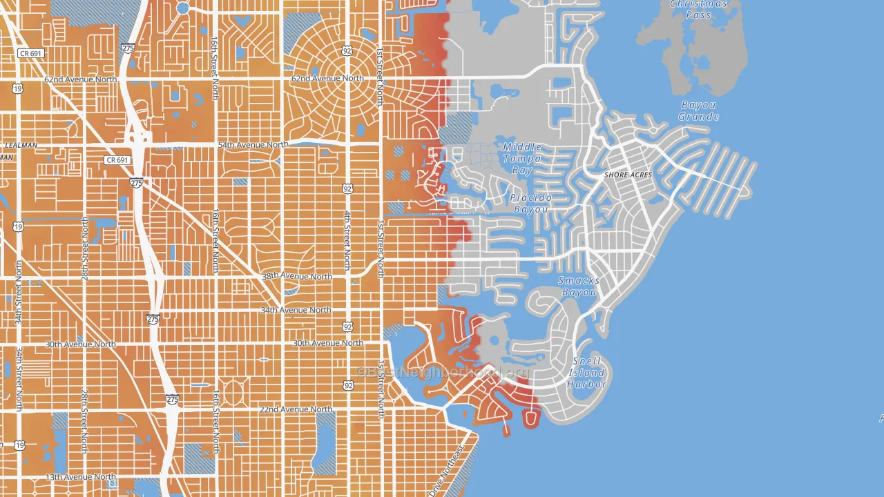Transit Grade map of Northeast Park, St. Petersburg, FL