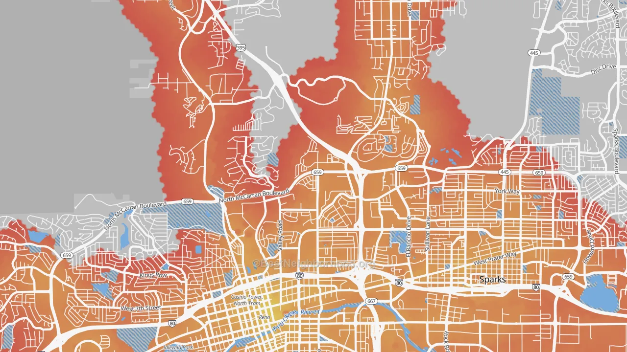 Transit Grade map of Northeast, Reno, NV
