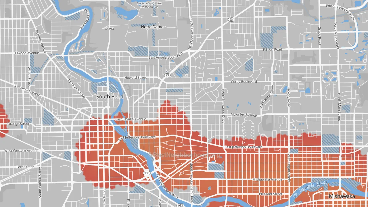 Transit Grade map of Northeast, South Bend, IN