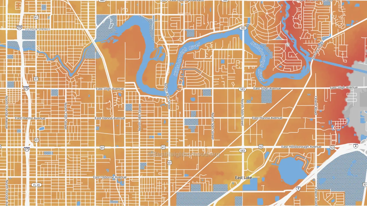Transit Grade map of Northeast, Tampa, FL