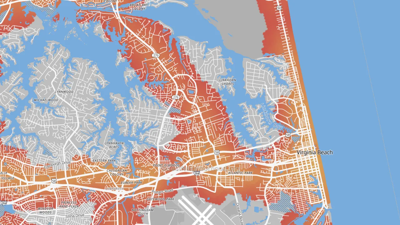 Transit Grade map of Northeast, Virginia Beach, VA