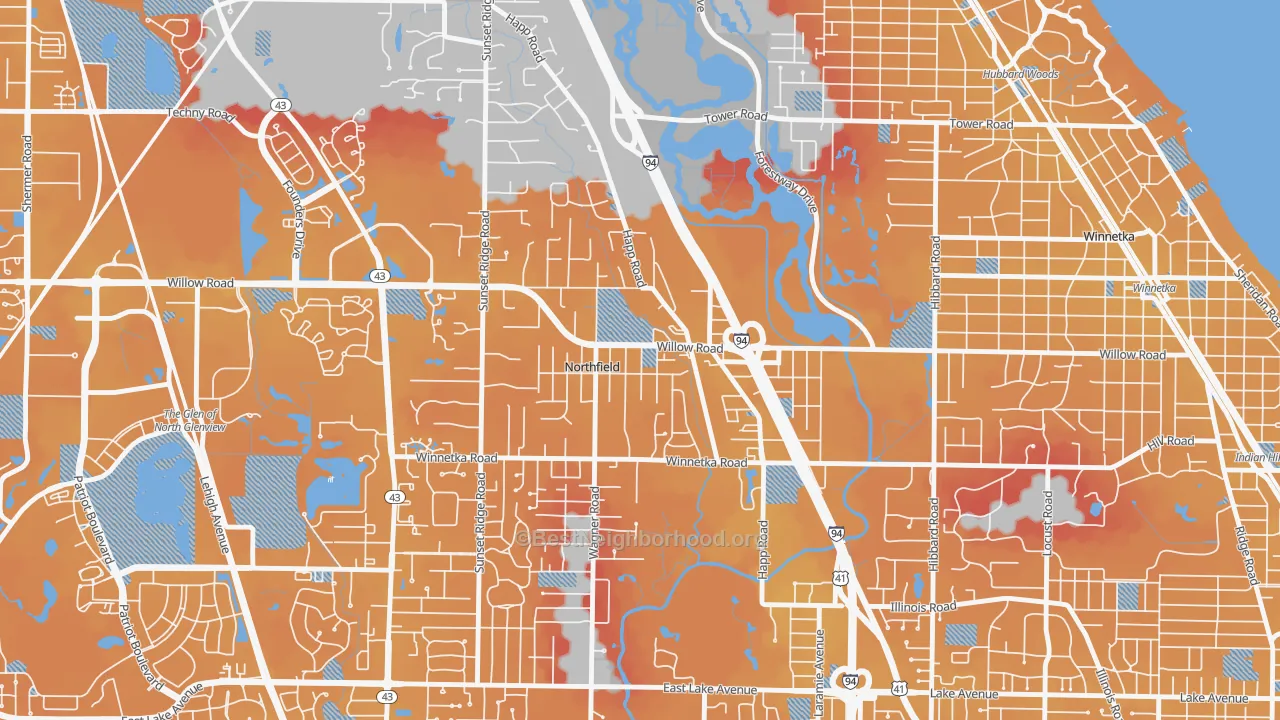 Transit Grade map of Northfield, IL
