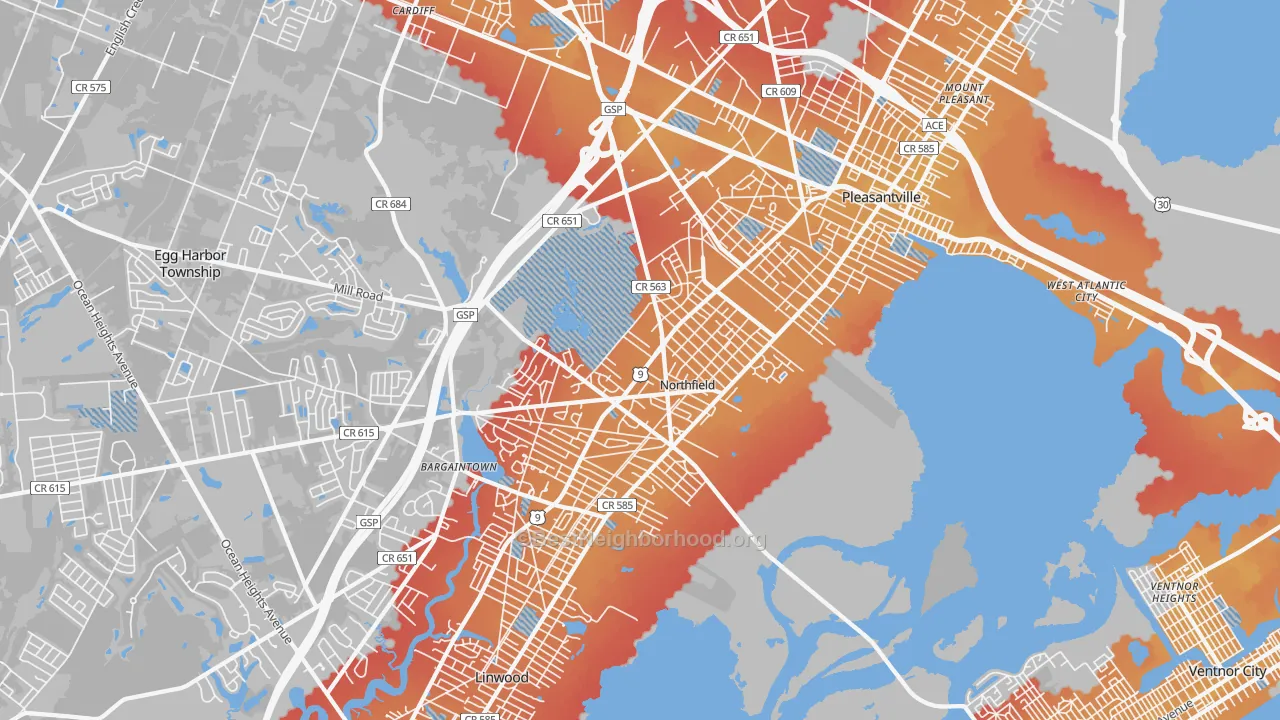 Transit Grade map of Northfield, NJ