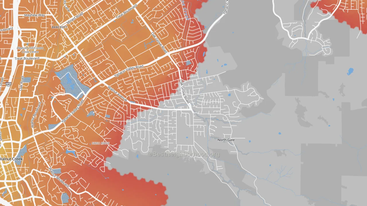 Transit Grade map of Northgate Area, Walnut Creek, CA