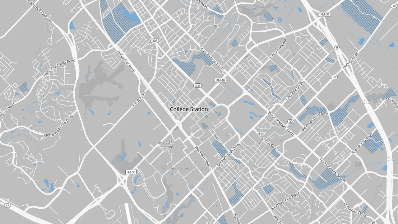 Transit Grade map of Northgate, College Station, TX
