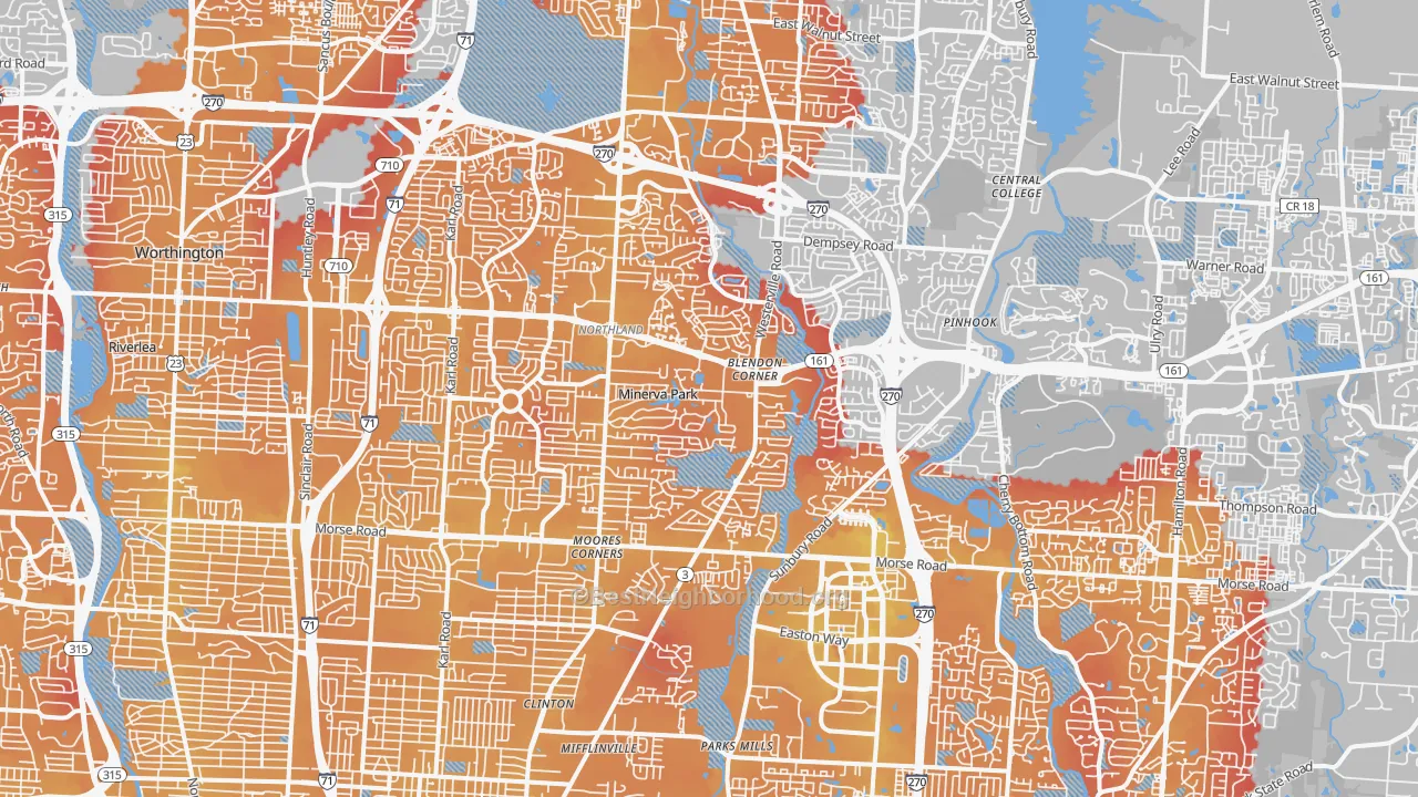 Transit Grade map of Northland, Columbus, OH