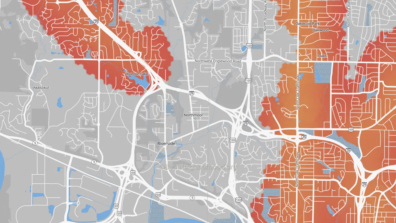 Transit Grade map of Northmoor, MO