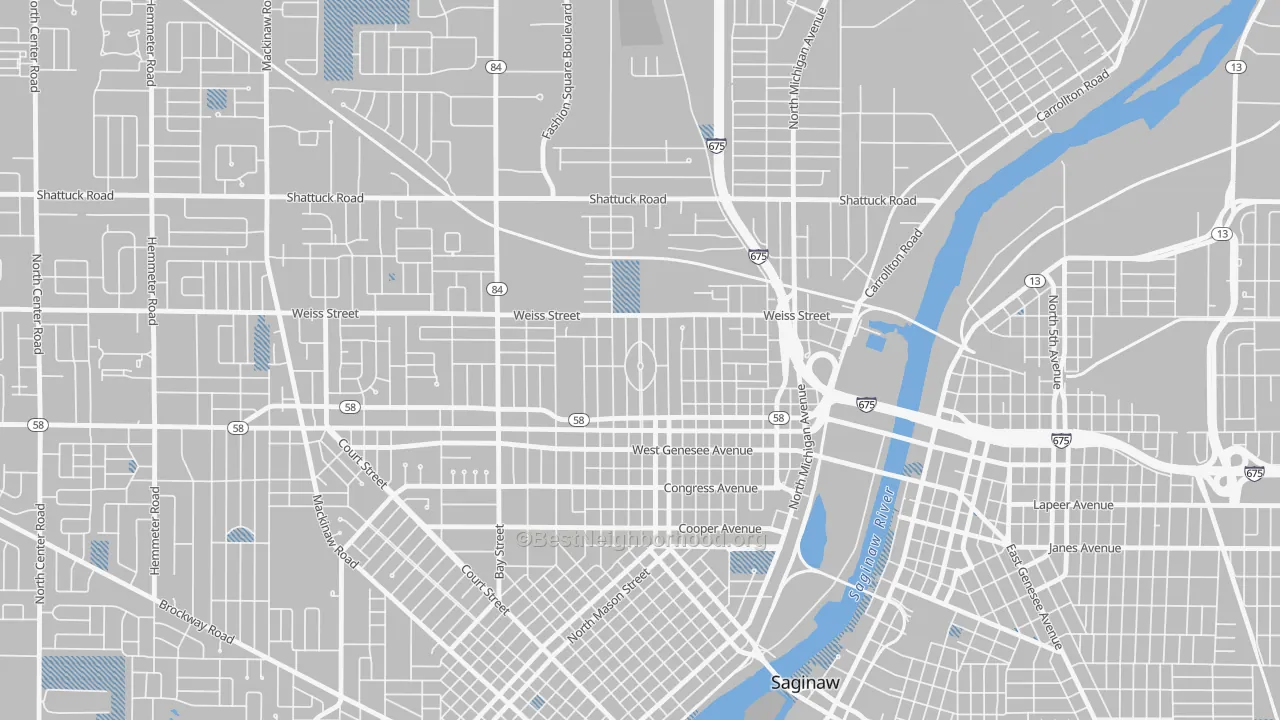 Transit Grade map of Northmoor, Saginaw, MI