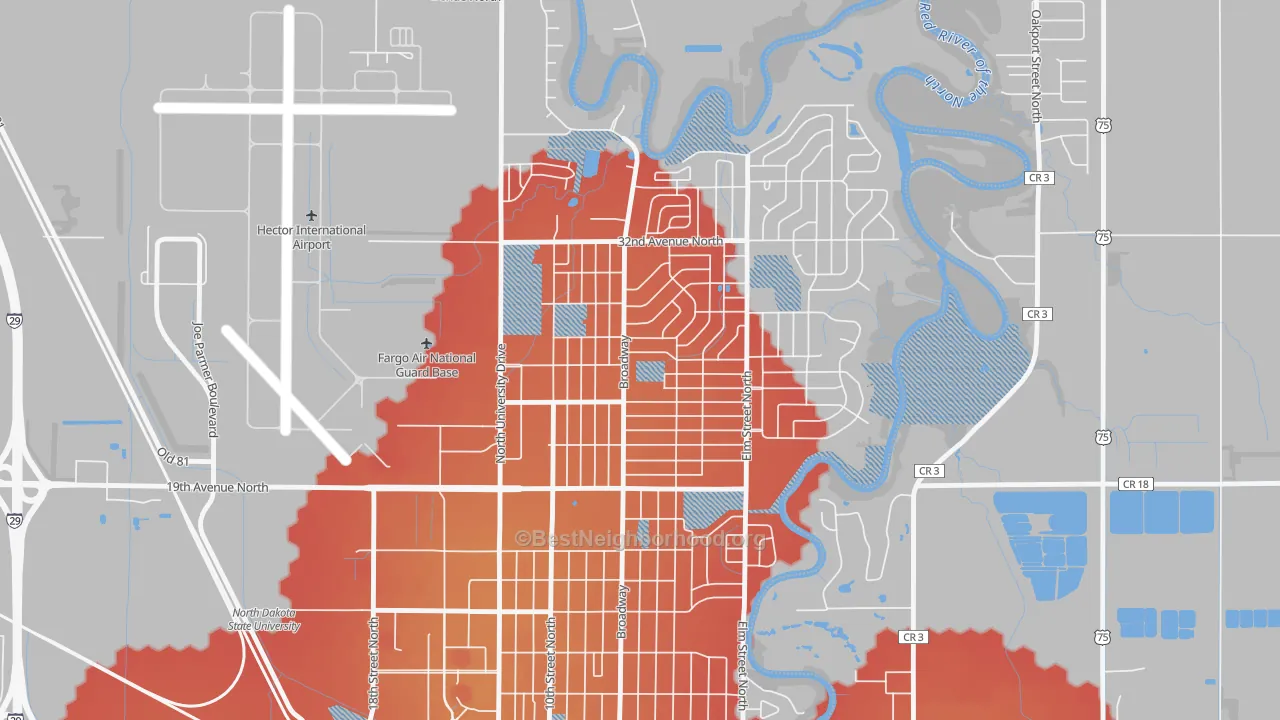 Transit Grade map of Northport, Fargo, ND