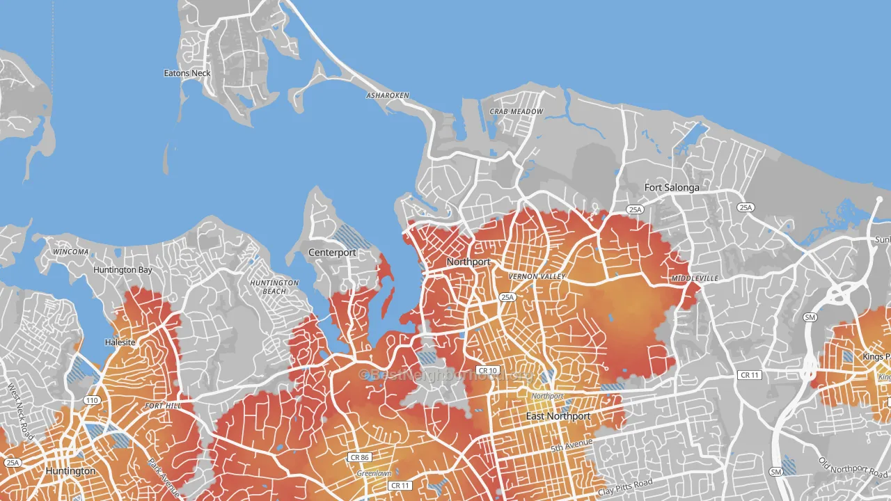 Transit Grade map of Northport, NY