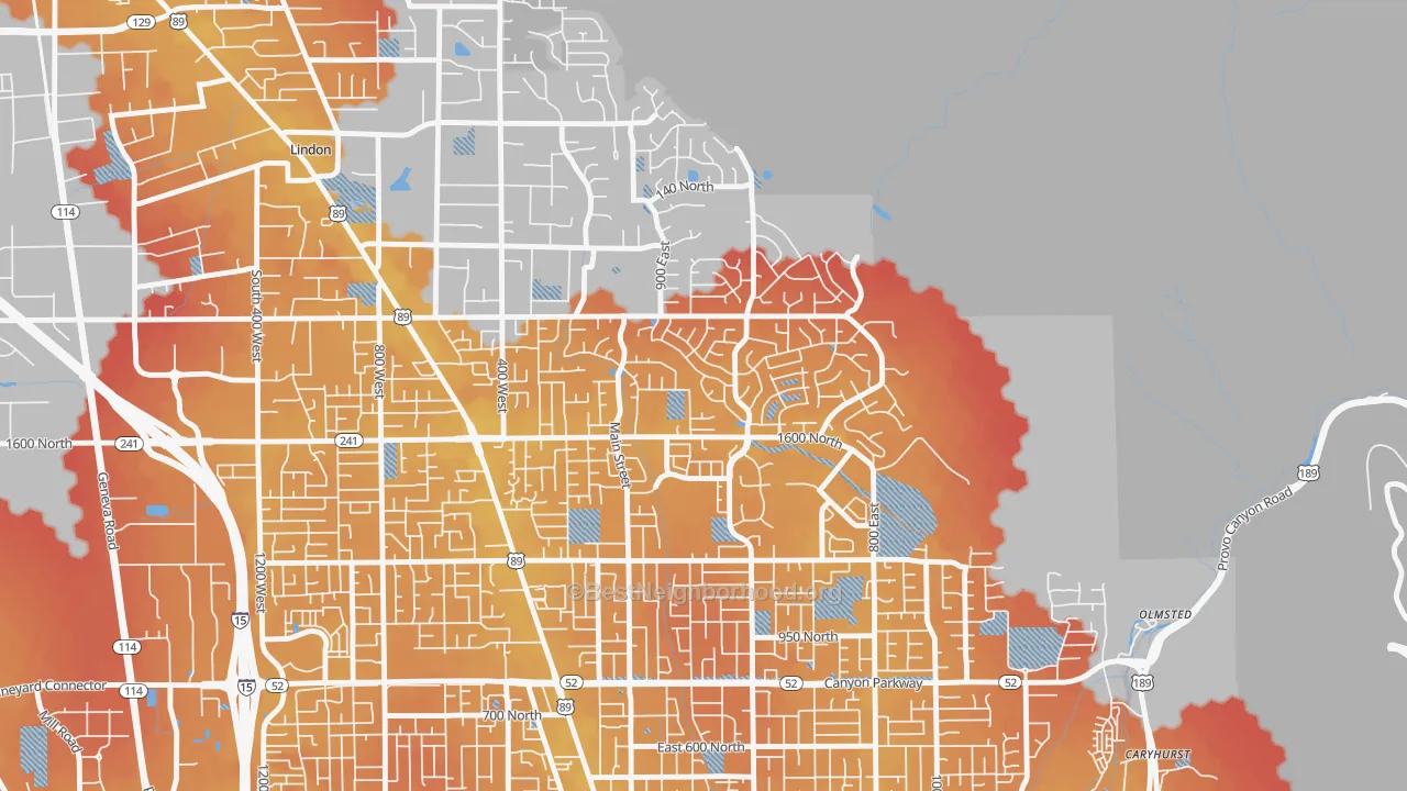 Transit Grade map of Northridge, Orem, UT