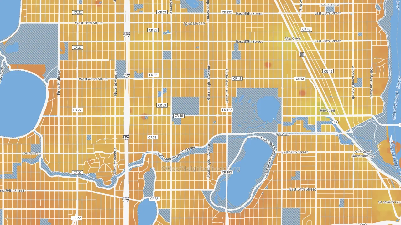 Transit Grade map of Northrup, Minneapolis, MN