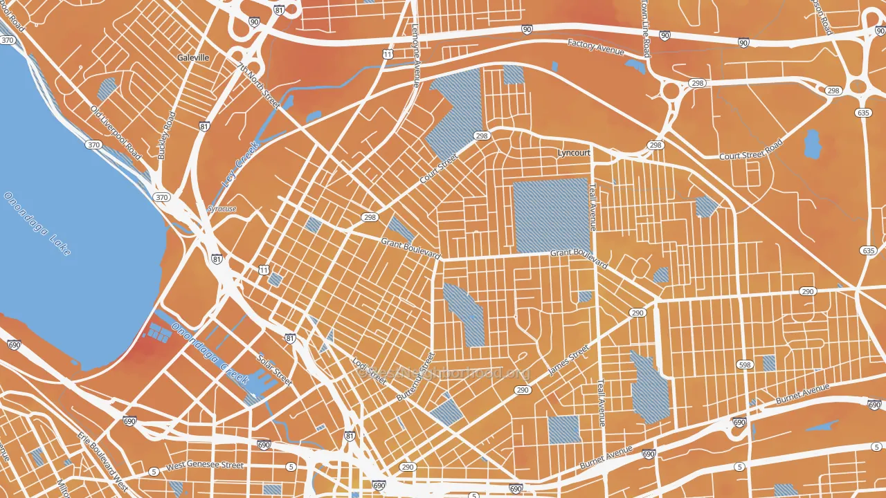 Transit Grade map of Northside, Syracuse, NY