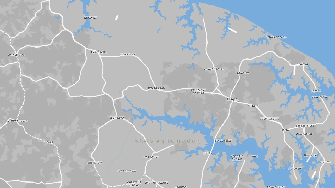Transit Grade map of Northumberland County, VA