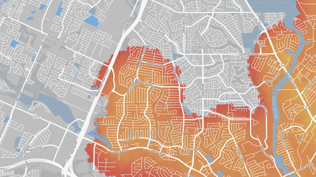 Transit Grade map of Northwest Crossing, San Antonio, TX
