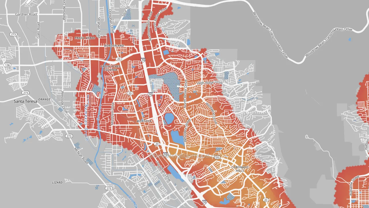 Transit Grade map of Northwest, El Paso, TX