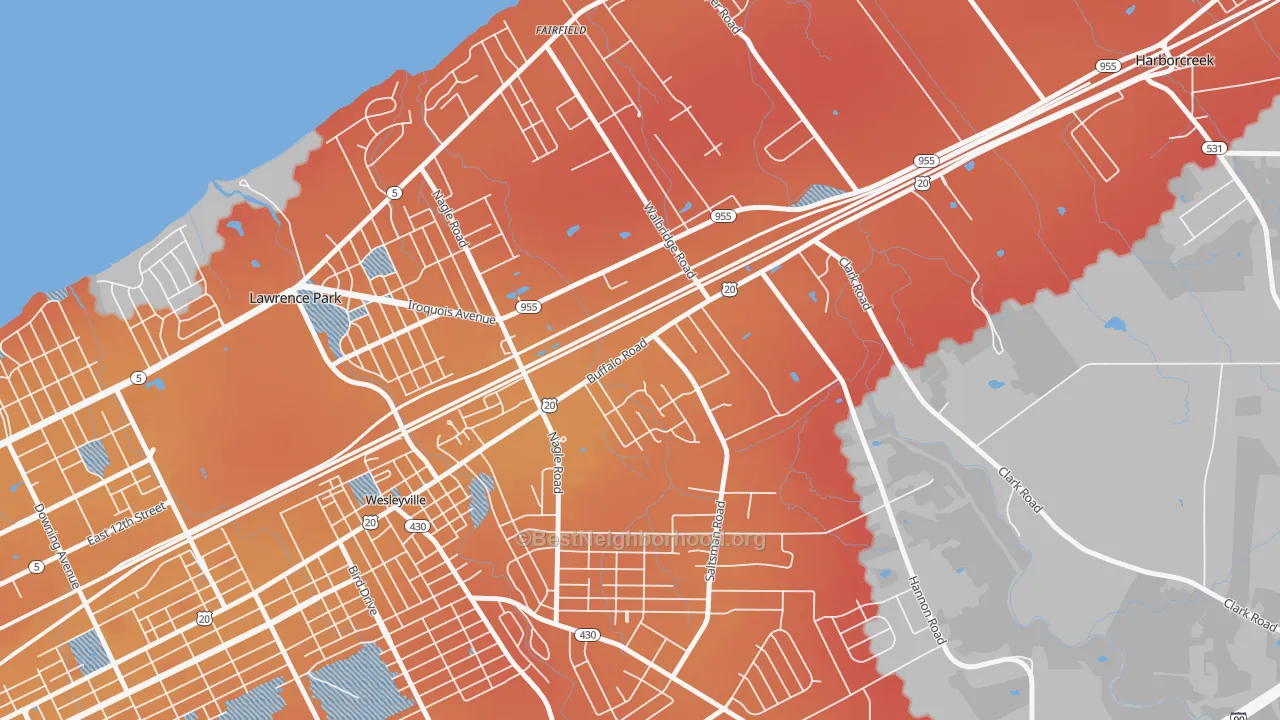 Transit Grade map of Northwest Harborcreek, PA