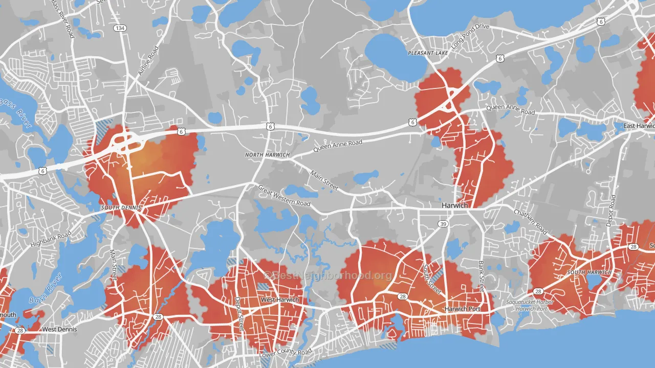 Transit Grade map of Northwest Harwich, MA
