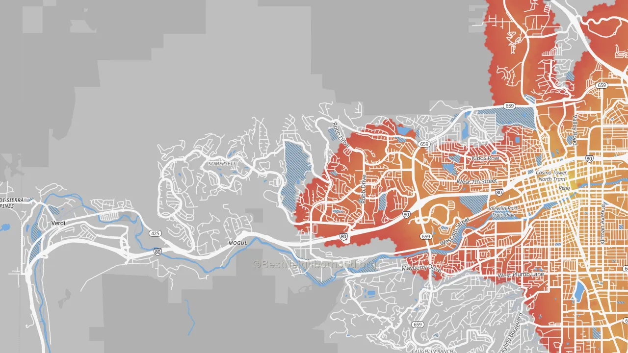 Transit Grade map of Northwest, Reno, NV