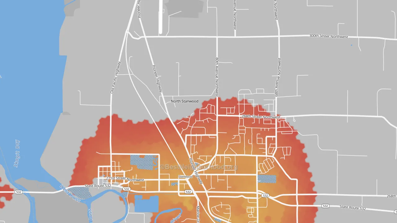Transit Grade map of Northwest Stanwood, WA