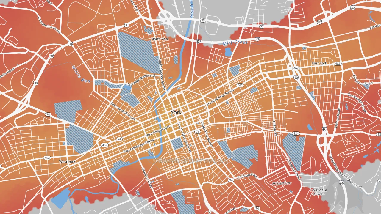 Transit Grade map of Northwest Triangle, York, PA