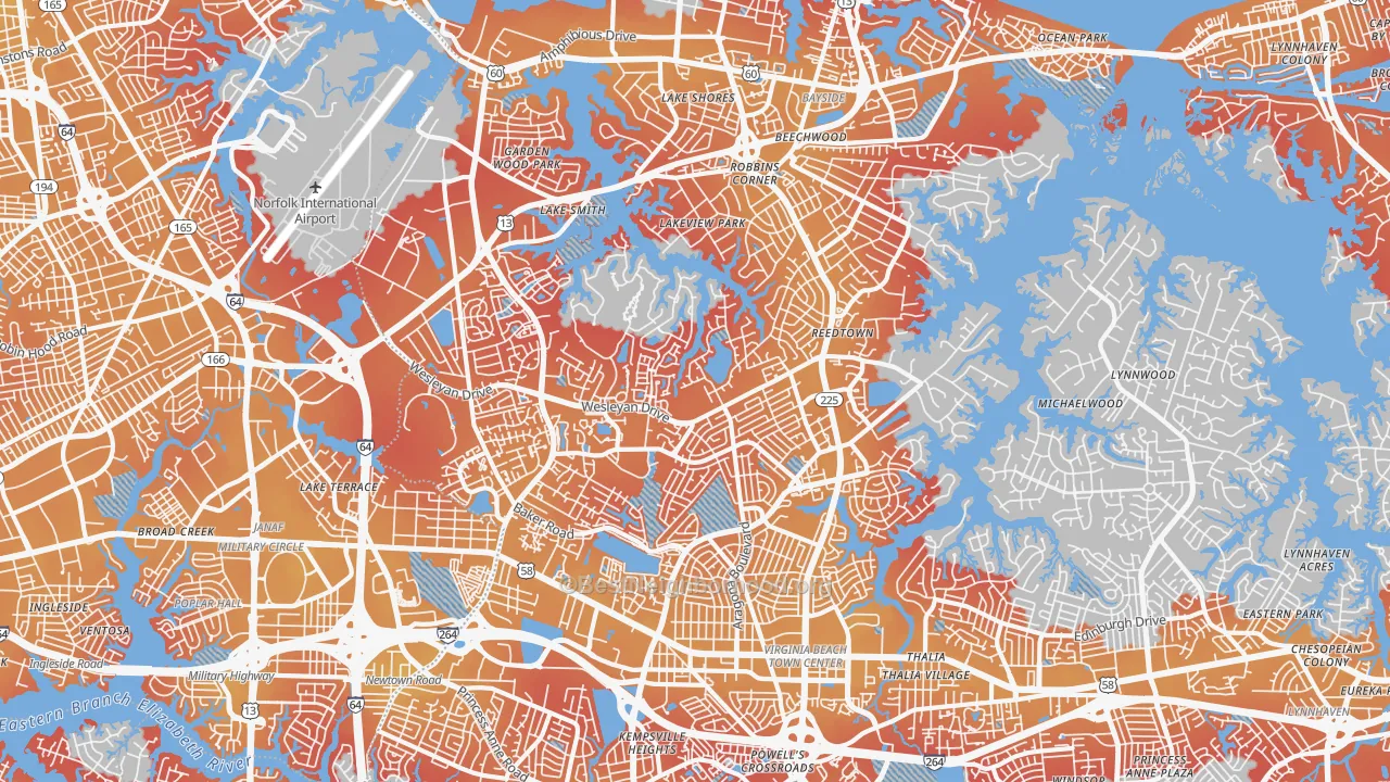 Transit Grade map of Northwest, Virginia Beach, VA