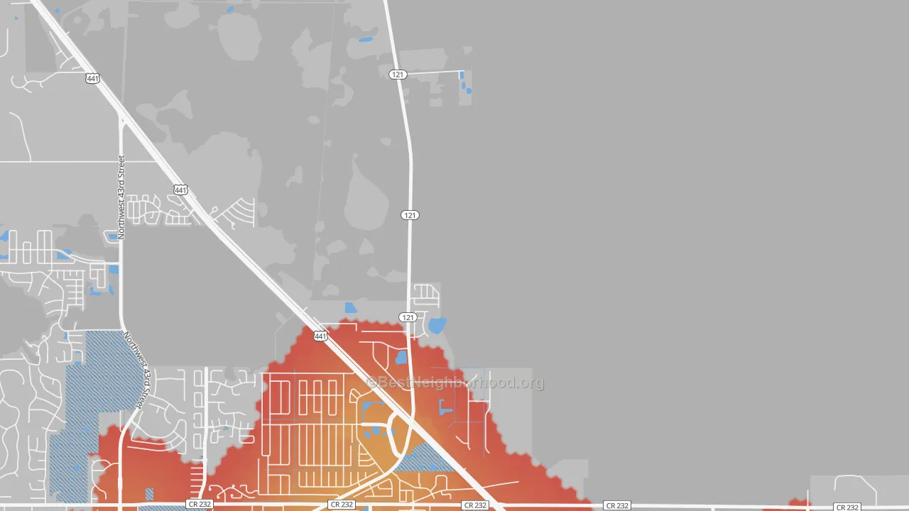 Transit Grade map of Northwood, FL